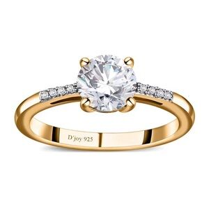 100 Facet Moissanite Ring in Vermeil Yellow Gold Over Sterling Silver 1.50 ctw